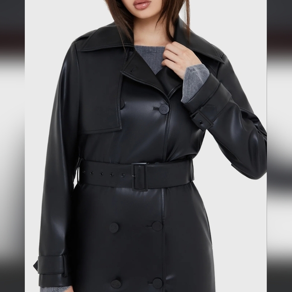 Killstar Sleek Black Trench Coat - Picture 3 of 11